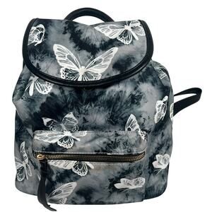 Like Dreams LD Gray Black White Butterfly Small Backpack Drawstring Snap Zipper